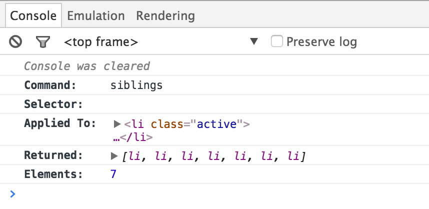 Console Log siblings